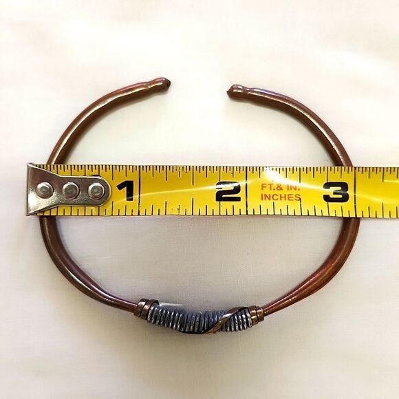 Unisex Copper/Silver Healing Tone Wire Wrapped Bracelet Circulation Pain Relief - Picture 3 of 3